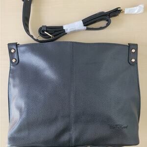 Black vegan Leather Crossbody Bag size medium